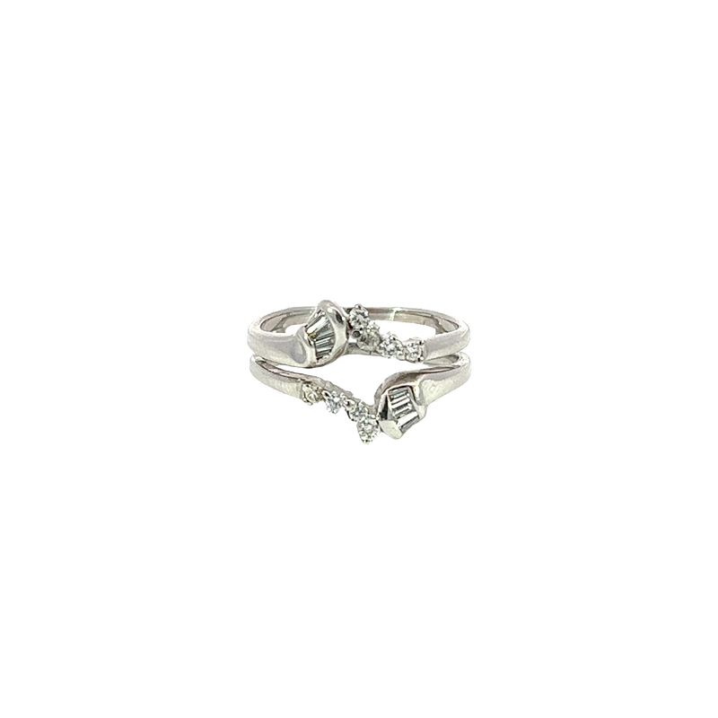 14K White Gold Fashion and Guard Ring