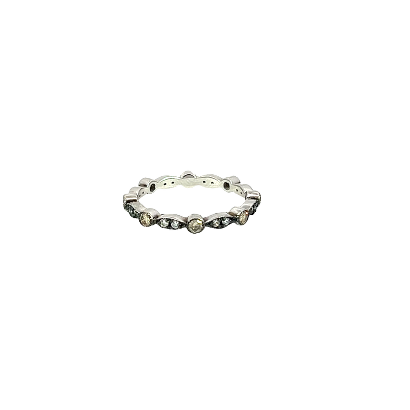 14K White Gold Diamond Band and Stackable Ring