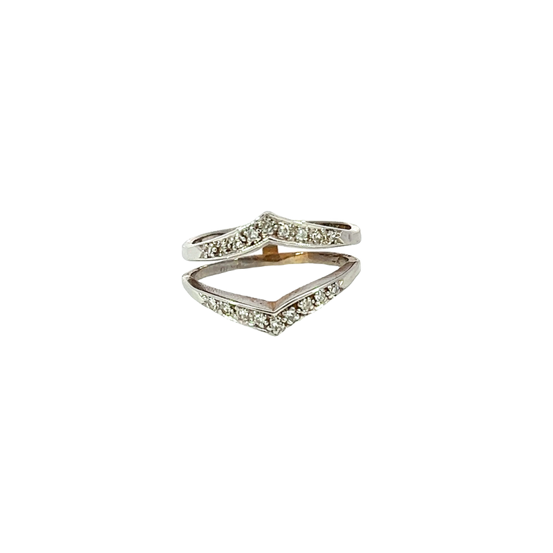 14K White Gold Diamond Fashion and Guard Ring