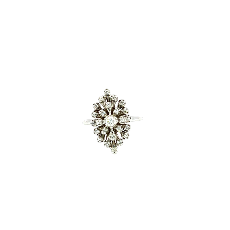 14K White Gold Cluster Diamond Ring