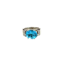 14K White Gold Diamond and Topaz Fashion Ring