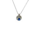 14K White Gold Blue Star Sapphire Diamond Pendant