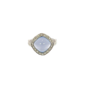 14K White Gold Chalcedony and Diamond Fashion Ring
