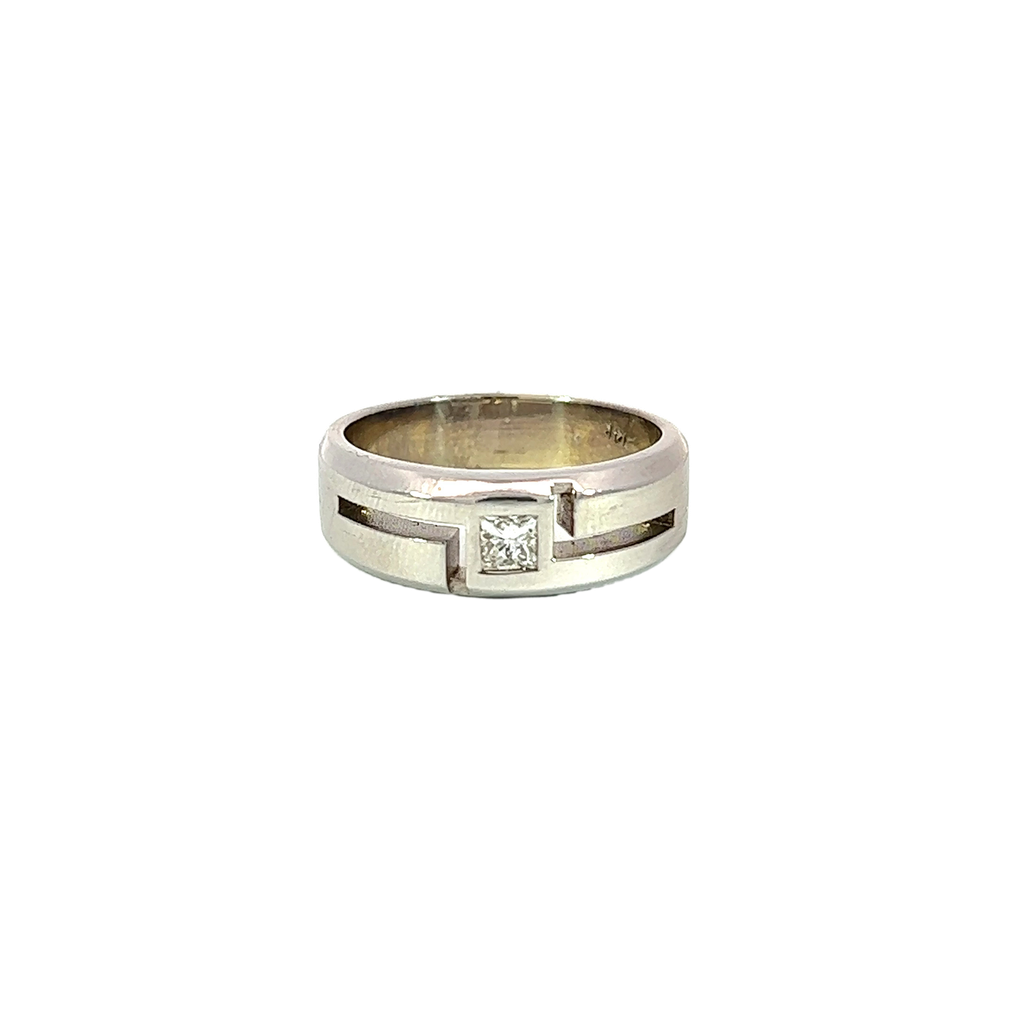 14K White Gold Diamond Men's Ring