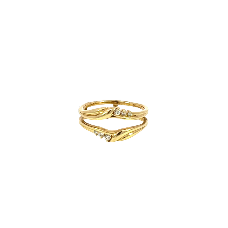 14K Yellow Gold Diamond Fashion and Guard Ring