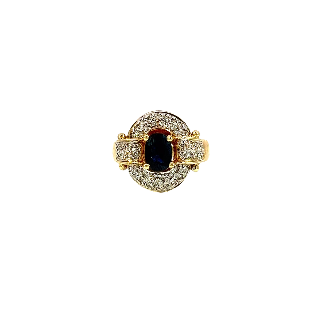 14K Yellow Gold Diamond and Sapphire Fashion Ring