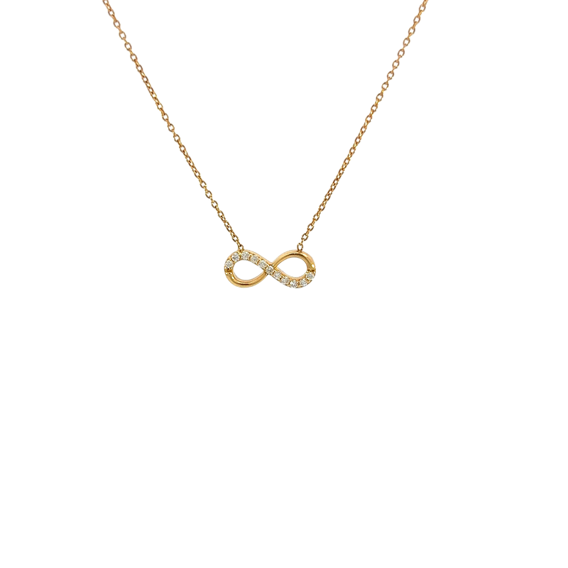 14K Yellow Gold Diamond Infinity Necklace