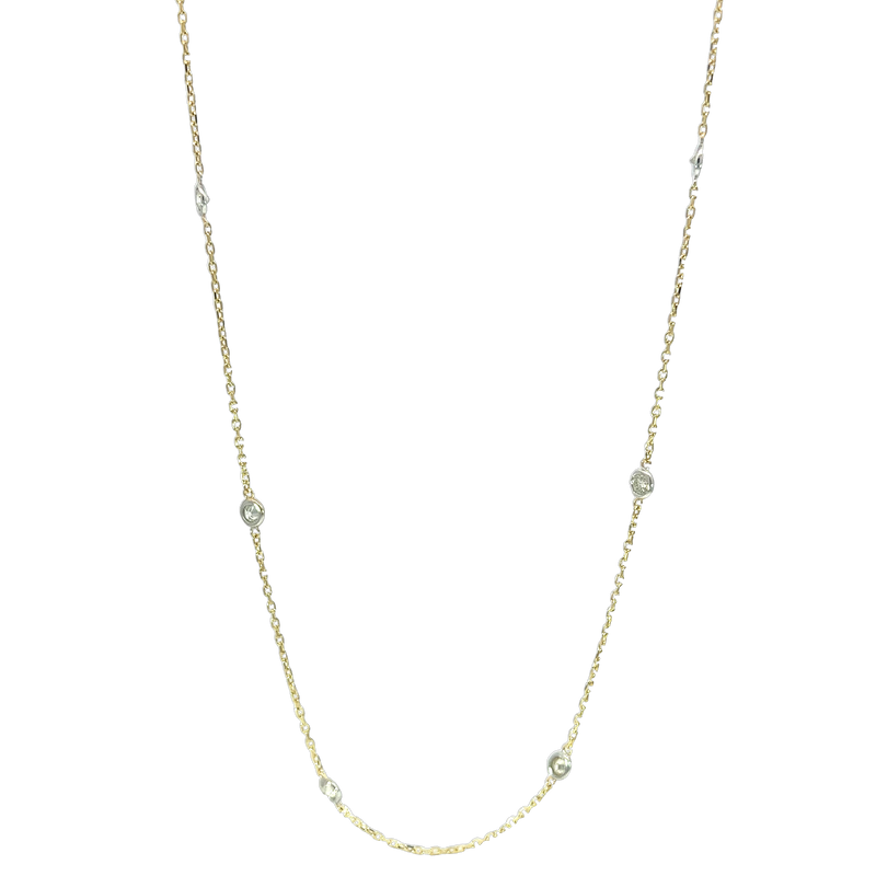 14K Yellow Gold Diamond "By The Yard" Station Necklace, 0.80ct tw