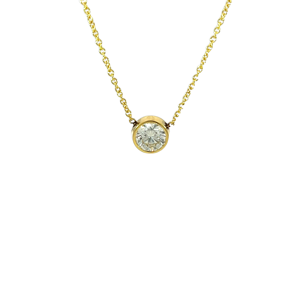 14K Yellow Gold Round Diamond Necklace