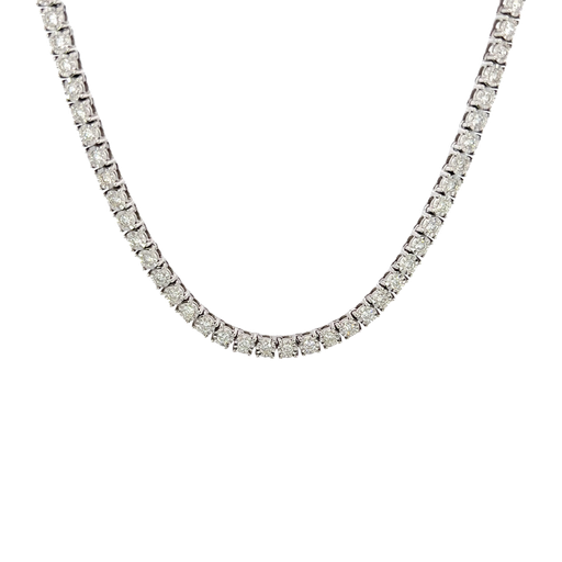 [900975600001] 10K White Gold Illusion Diamond Tennis Necklace