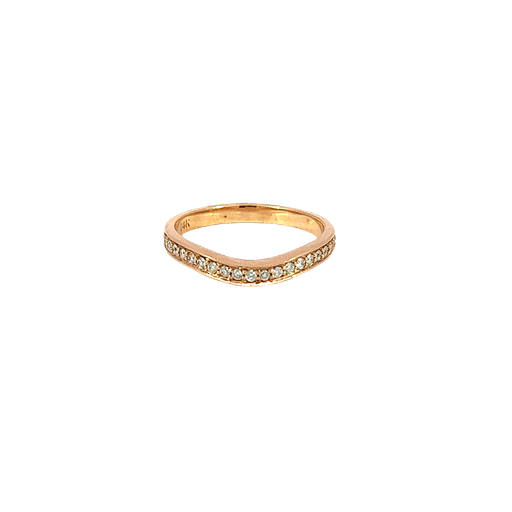 [733795200005] 14K Rose Gold Diamond Band and Stackable Ring