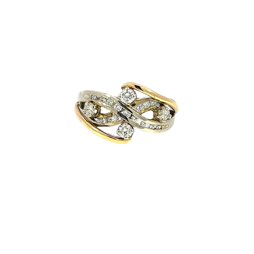[742172400001] 14K Two-Tone Gold Diamond Cocktail and Fashion Ring