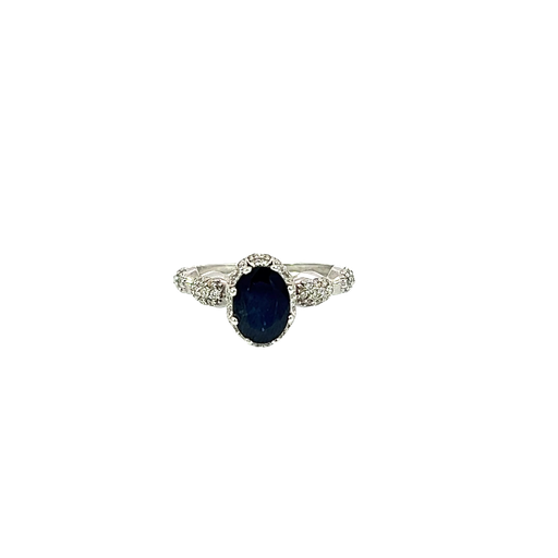 [657414000001] 14K White Gold Diamond and Sapphire Fashion Ring