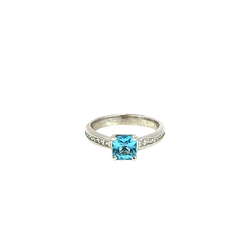 [798768000001] 14K White Gold Diamond and Topaz Fashion Ring