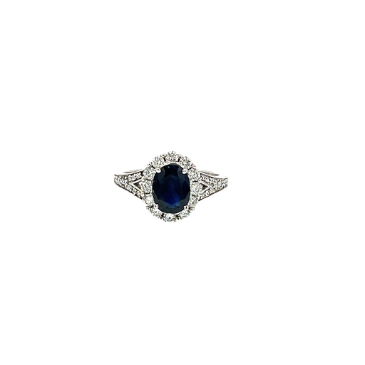 [768268800001] 14K White Gold Diamond and Sapphire Fashion Ring