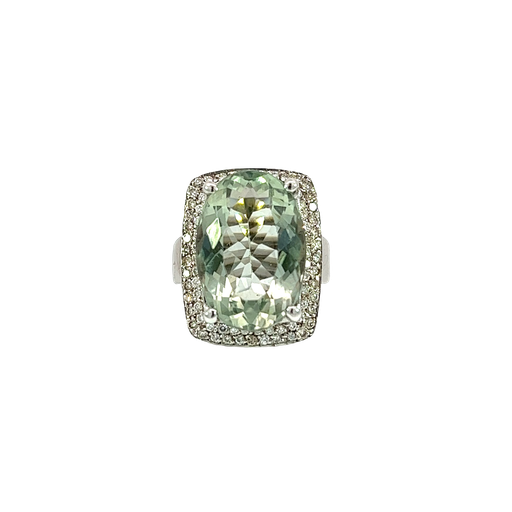 [834796800002] 14K White Gold Mint Green Tourmaline and Diamond Cocktail Ring