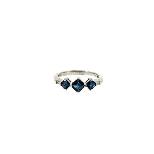 [741394800007] 14K White Gold Diamond and Sapphire Fashion Ring