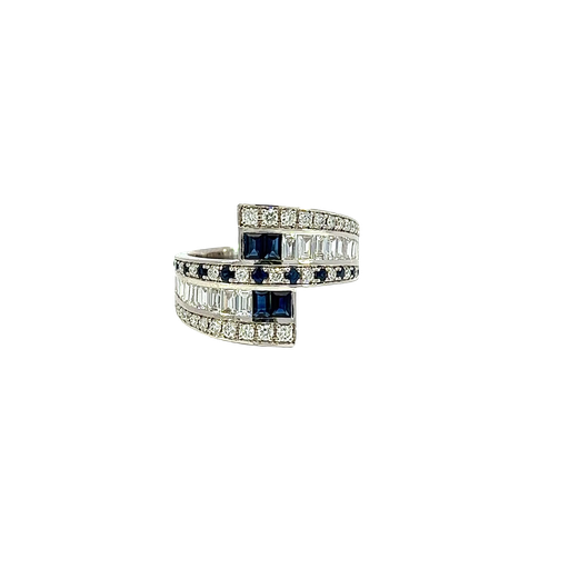[862617600001] 14K White Gold Diamond and Sapphire Fashion Ring
