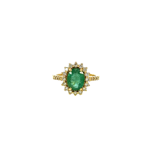 [884991600003] 14K Yellow Gold Diamond and Emerald Fashion Ring
