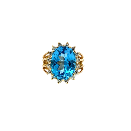 [861321600005] 14K Yellow Gold Diamond and Topaz Cocktail Ring