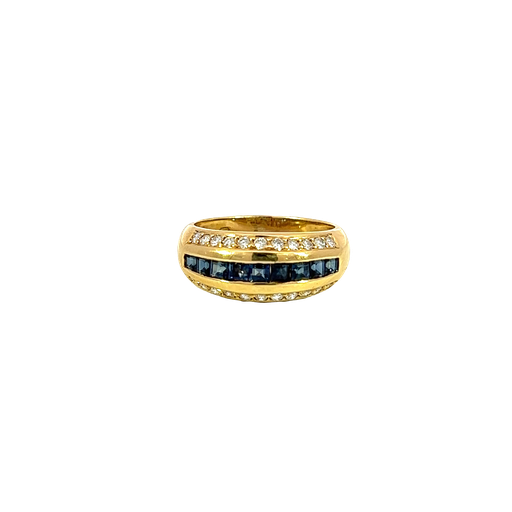 [639360000168] 14K Yellow Gold Diamond and Sapphire Band