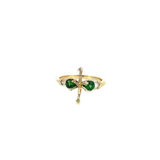 [664844400002] 14K Yellow Gold Diamond and Emerald Fashion Ring