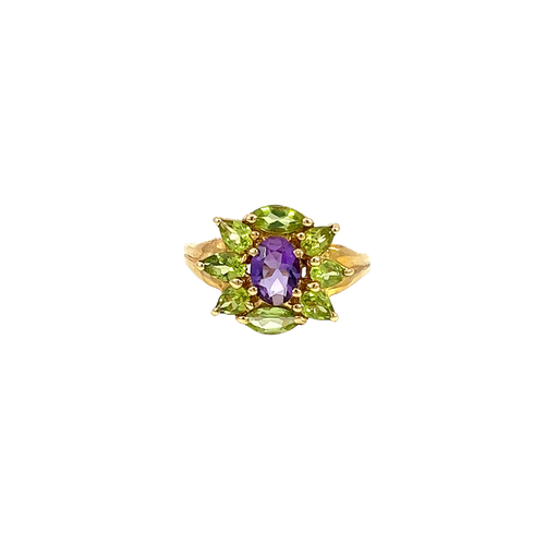 [713142000001] 14K Yellow Gold Amethyst and Peridot Cocktail and Fashion Ring
