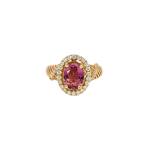 [873846000003] 14K Yellow Gold Pink Sapphire and Diamond Ring