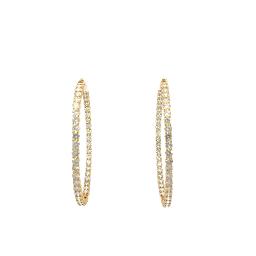 [890092800001] 14K Yellow Gold Diamond Hoop Earrings