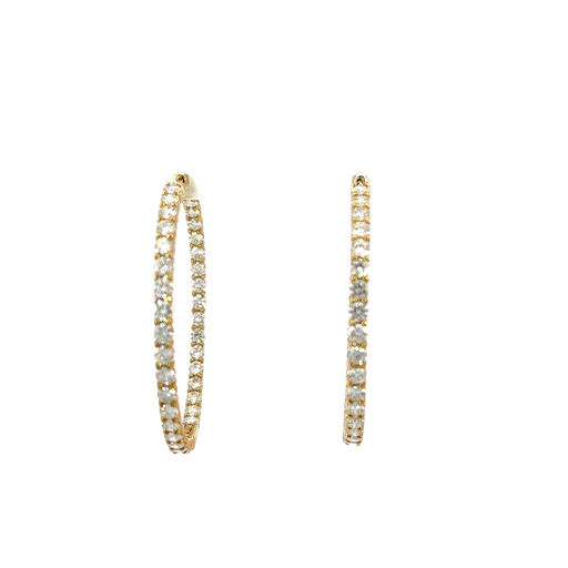 [890438400004] 14K Yellow Gold Diamond Hoop Earrings