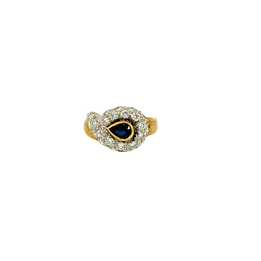 [639360000170] 18K Two-Tone Gold Diamond and Sapphire Fashion Ring