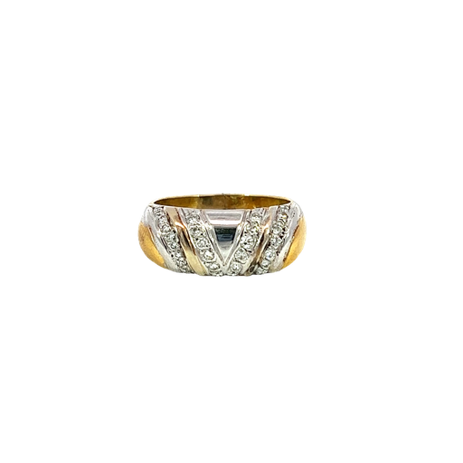 [725065200003] 18K Two-Tone Gold Diamond Band and Fashion Ring