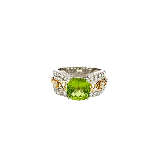 [749430000001] 18K Two-Tone Gold Diamond and Peridot Fashion Ring