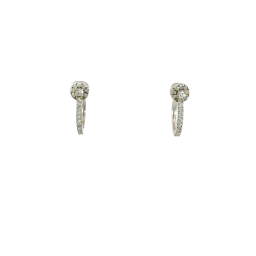 [870476400004] 18K White Gold Diamond Hoop Earrings