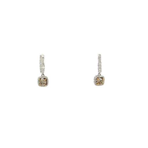 [867193200023] 14K Two-Tone Gold Diamond Drop Earrings