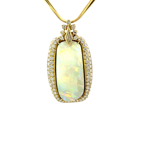 [705974400001] 18K Yellow Gold Diamond and Opal Pendant