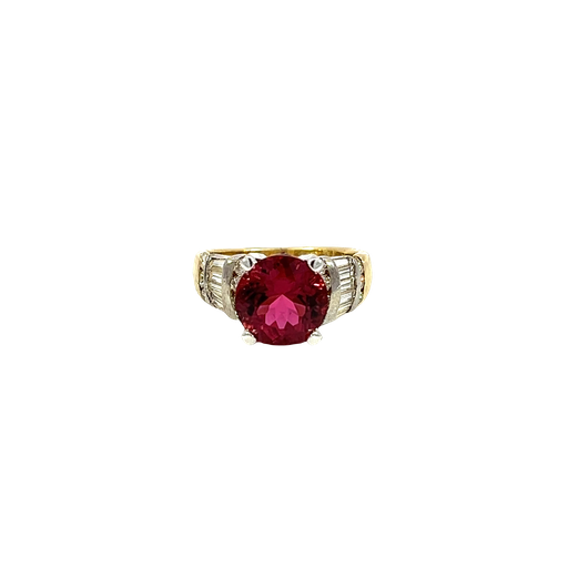 [876956400003] 14K Gold Diamond and Tourmaline Fashion Ring