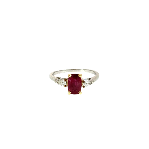 [876956400004] 14K Two-Tone Gold Diamond and Ruby Fashion Ring