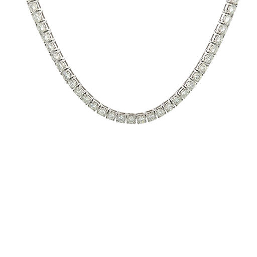 [901580400003] 10K White Gold Lab Diamond Illusion Tennis Necklace - 18"