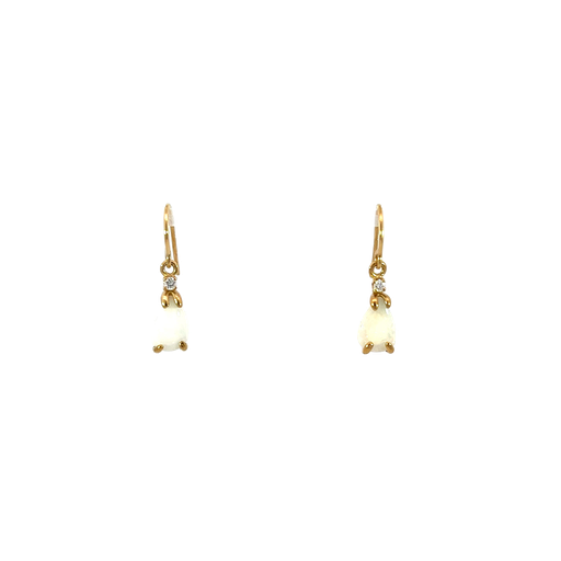 [903905374481] 14K Yellow Gold Opal and Diamond Earrings