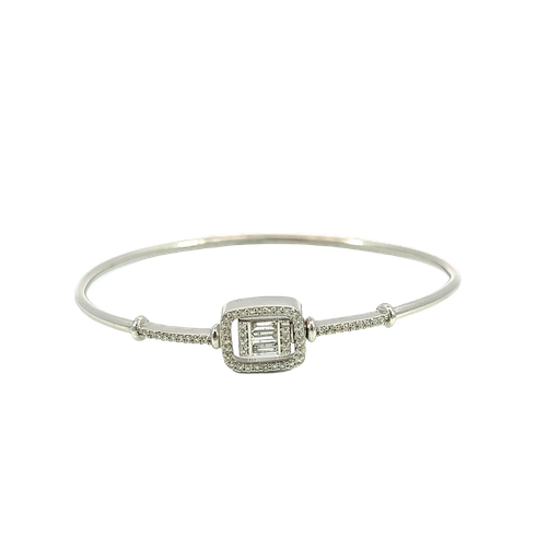 [903907432381] 14K White Gold Diamond Bangle Bracelet