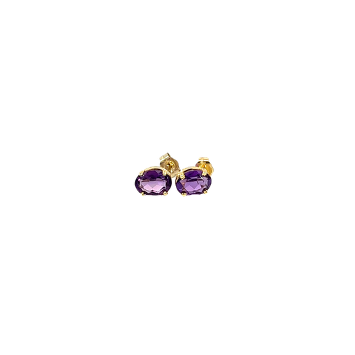 [903967002016] 14K Yellow Gold Amethyst Stud Earrings