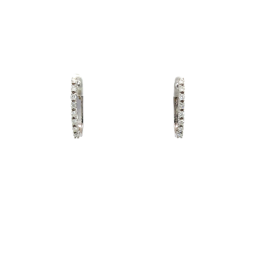 [903972026675] 14K White Gold Diamond Hoop Earrings