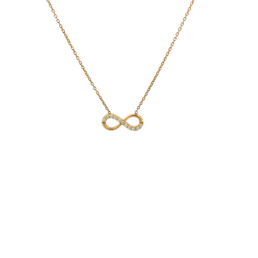 [903977025625] 14K Yellow Gold Diamond Infinity Necklace