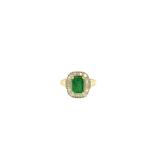 [908554636006] 14K Yellow Gold Diamond and Emerald Fashion Ring