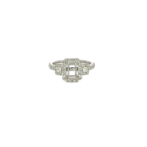 [911569694681] 18K White Gold Round Diamond Engagement Ring