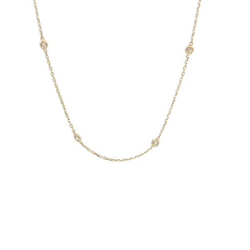[912829476556] 14K Yellow Gold Diamond "By The Yard" Station Necklace, 0.50ct tw