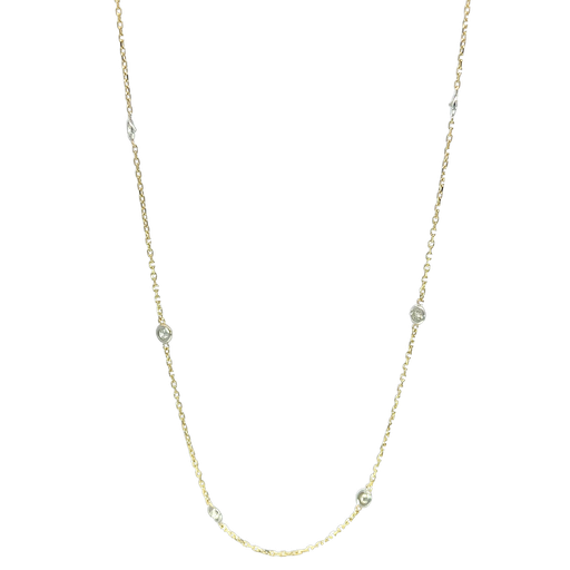[912830371603] 14K Yellow Gold Diamond "By The Yard" Station Necklace, 0.80ct tw