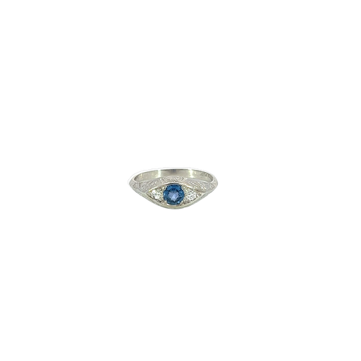 [913123957995] 14K White Gold Sapphire and Diamond Ring