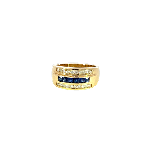 [914281505813] 14K Yellow Gold Men's Sapphire and Diamond Ring